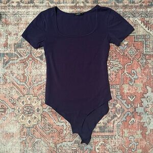 Navy bodysuit square-ish scoop neck